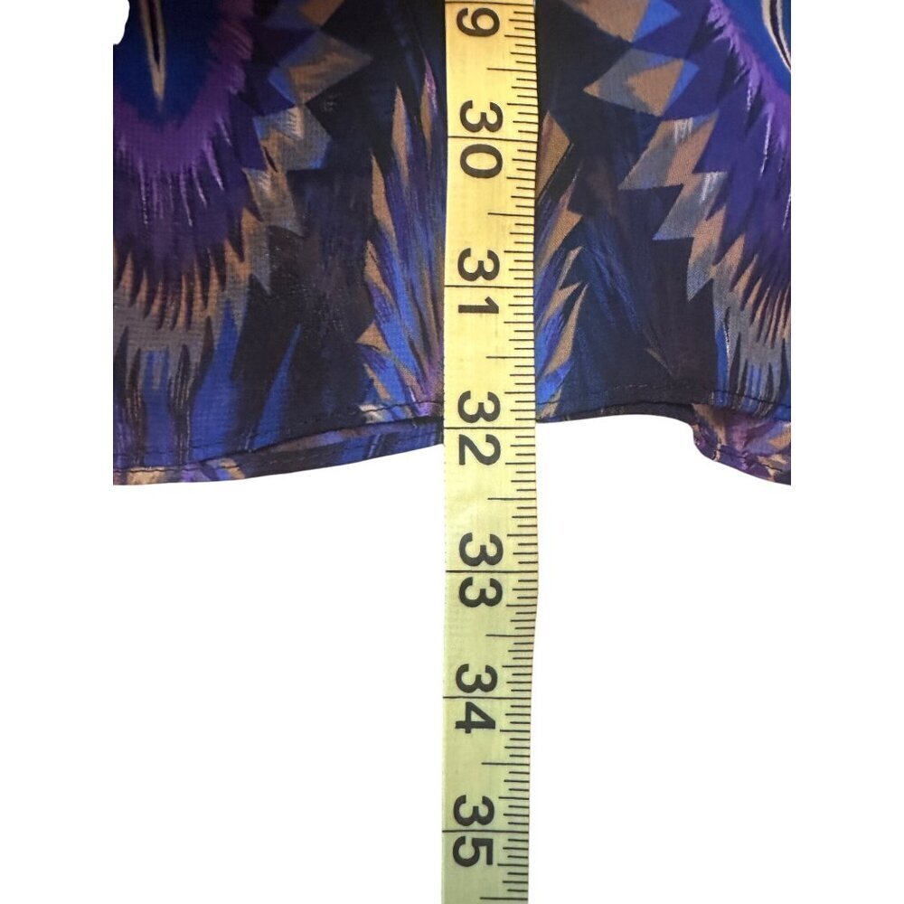 Three Eighty Two Bohemian Peacock Feather Size S Sheer Dress Bell Sleeves $192 - Picture 7 of 9